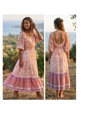 SECRET MISSION x SUPER NATURAL Aviana Floral Maxi Dress Medium Backless Boho